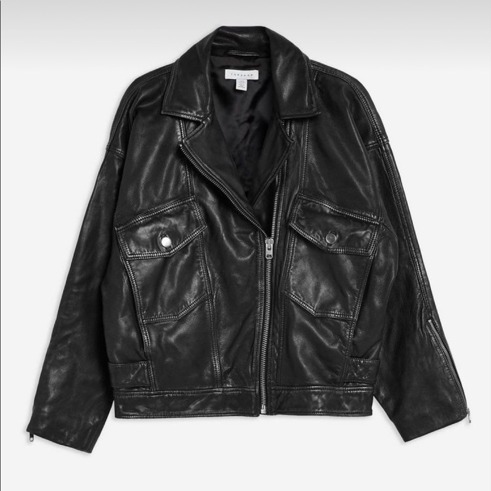 TOPSHOP Oversized Leather Jacket NWT